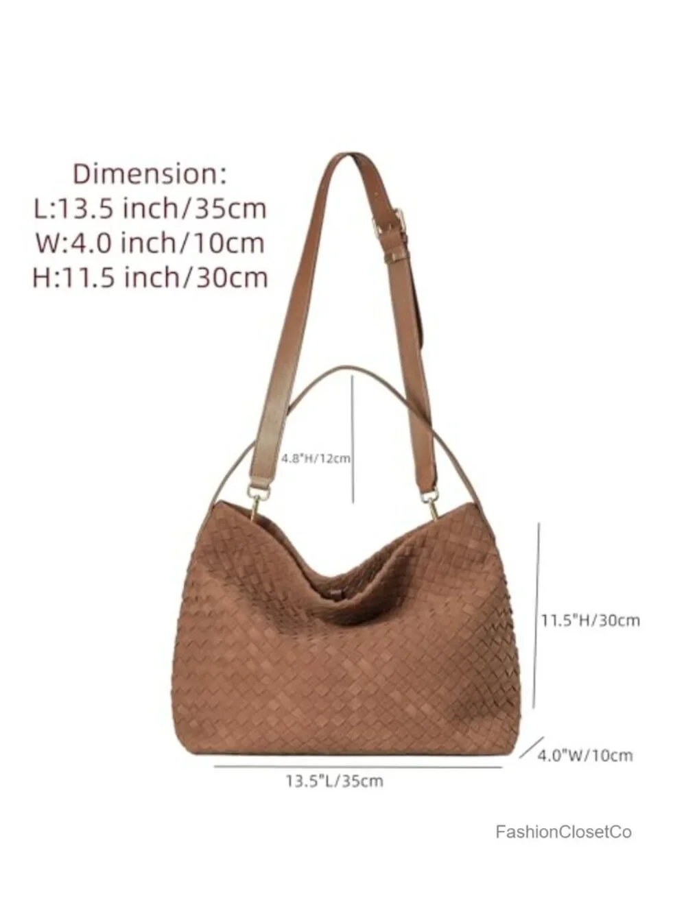 Faux Suede Woven Hobo Tote Bag Slouchy Shoulder Handbag
